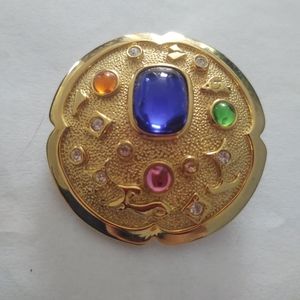 Vintage Signed Park Lane Multi Colored Cabochon Rhinestone Brooch/Pendant